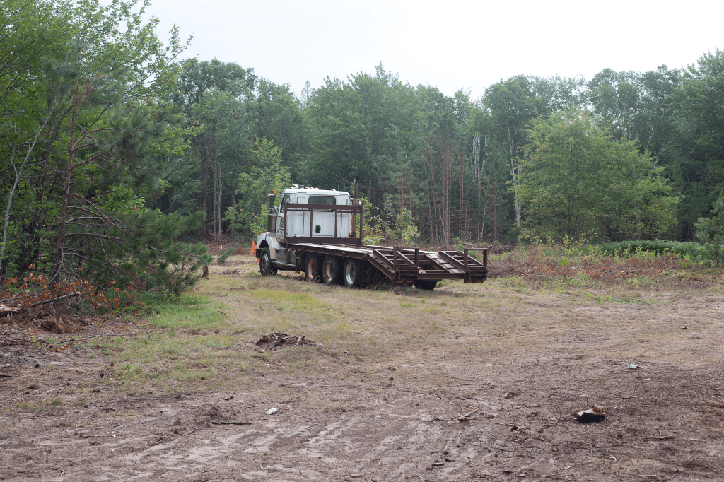 Logging equipment hauler.